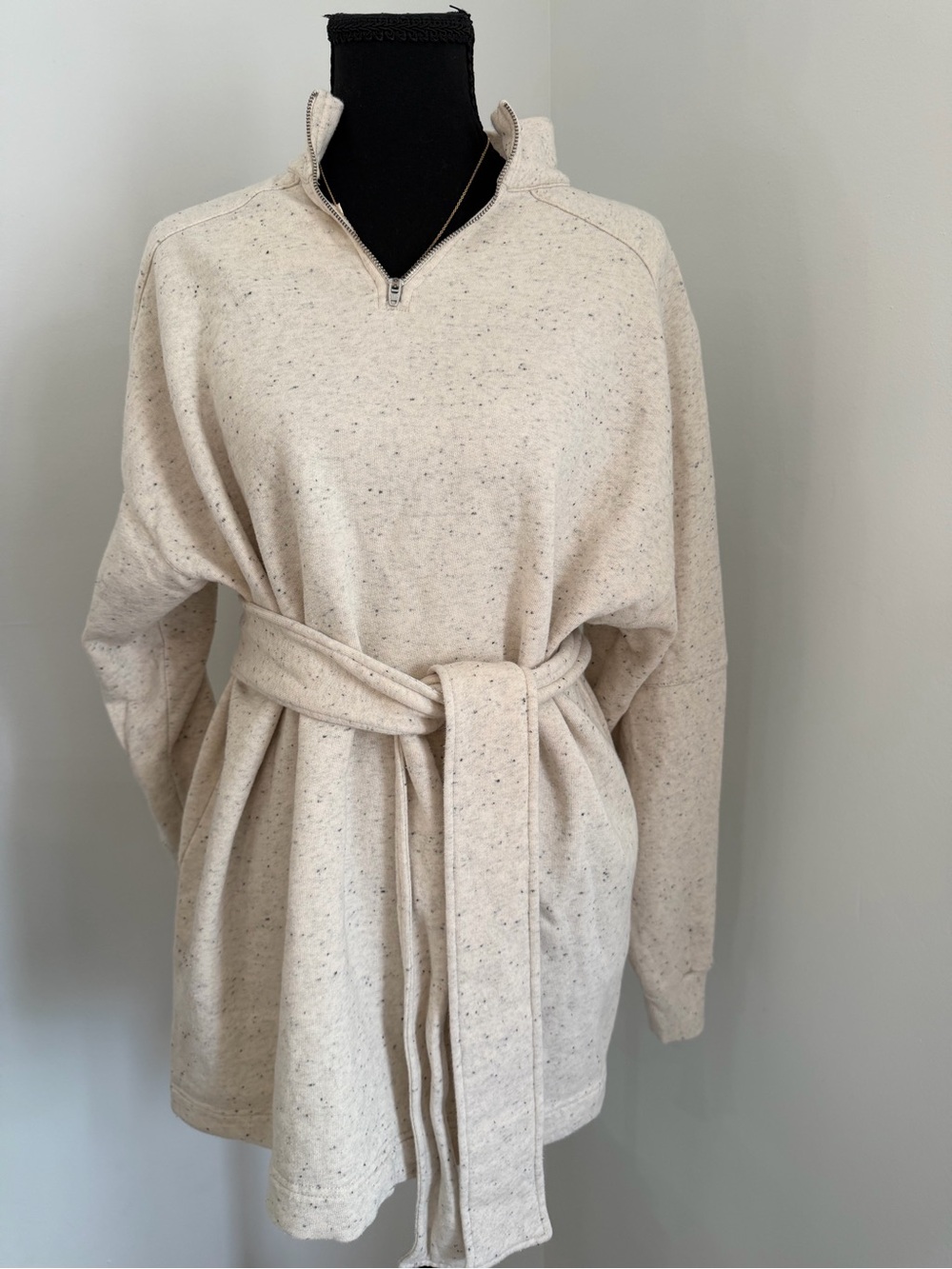 REMAIN Birger Christensen Speckled 1/4 Zip Oversized Sweatshirt Pullover